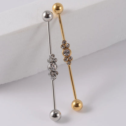 1PC Stainless Steel Industrial Barbell Long Bridge Micro Insert Zircon Earring Transversal Women Ear Piercing Jewelry 16G