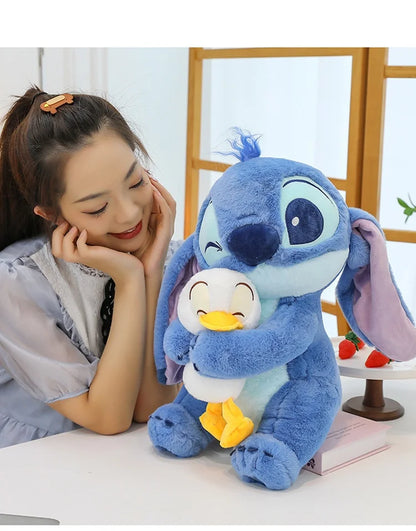 30/45cm Kawaii Plush Stitch Cartoon Hugs Donald Duck Stuffed Doll Children To Appease Sleeping Cartoon Collection Holiday Gifts