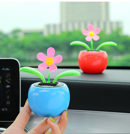 Solar Powered Automatic Swinging Sunflower Dancing Animated Flower Toy Car Interior Decorations Styling Home Decoration