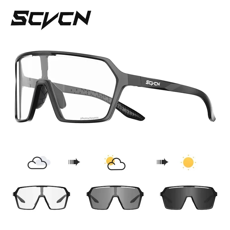 SCVCN Color Photochromic Cycling Glasses UV400 Sunglasses for Men Women Driving Glasses MTB Road Bike Sport Eyewear Running