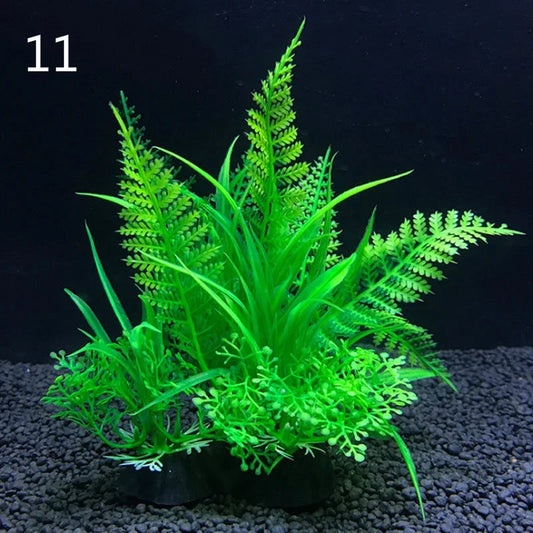 Artificial Aquarium Decor Plants Water Weeds Ornament Aquatic Plant Fish Tank Grass Decoration Accessories 14cm