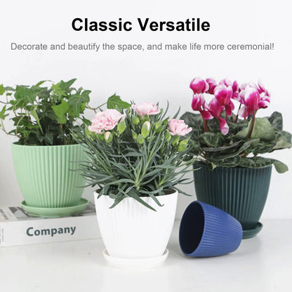 Resin Indoor Planter Flower Pots with Two Drainage Holes for Indoor Outdoor Plants Flowers