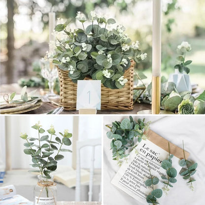 5/10/20Pcs Of Eucalyptus Leaf Stems Green Artificial Plants For Living Room Decoration Bride Wedding Vases Flowers Bouquet Decor