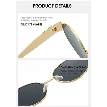 Luxury Metal Brand Sunglasses for Men and Women Unisex Designer Fashion Sun Glasses Oval Unisex Stylish Eyewear Shades