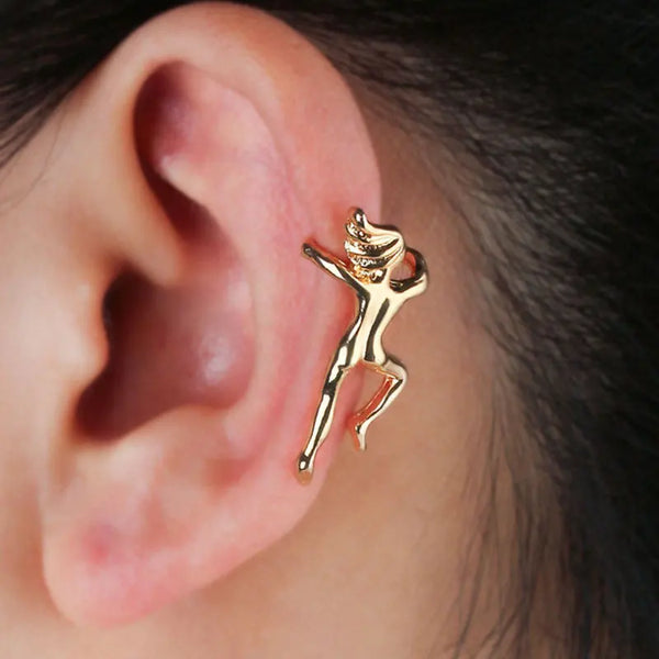 Personality Gymnast Three-Dimensional Portrait Ear Clip Earrings For Women Alloy Electroplating Without Ear Holes Birthday Gift