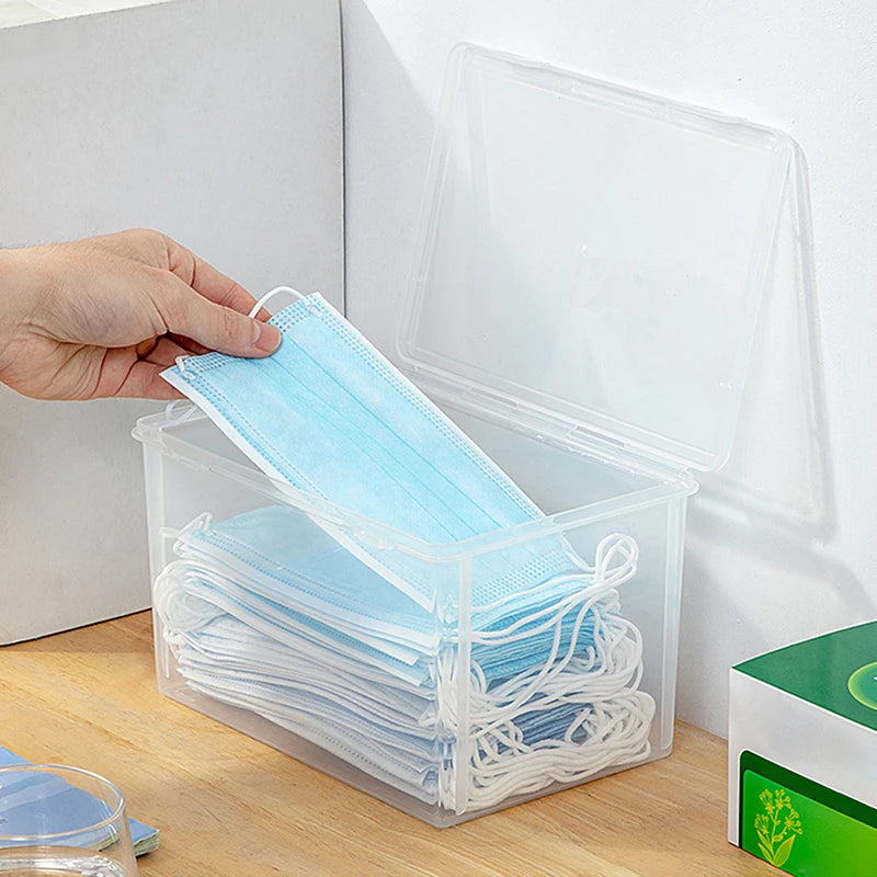 1 Large Capacity Desktop Storage Box, Stackable Clamshell Box, Suitable For Bathroom, Kitchen, Office, Transparent Storage Box