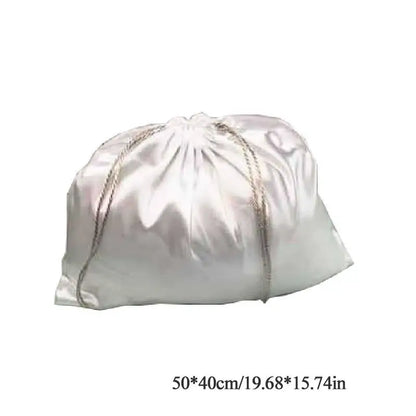 Large Silk Satin Drawstring Bag Hair Bag Wigs Makeup Jewelry Wedding Party Storage Dust Proof Packaging Bags Reusable Organizer