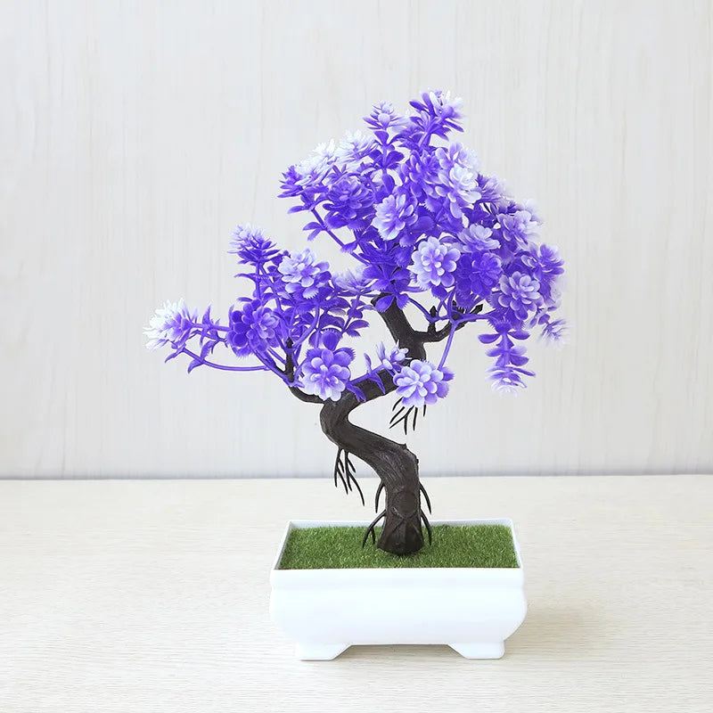 Artificial Plastic Plants Bonsai Small Tree Pot Potted Flower Garden Fake Plant Arrangement Ornaments Room Home Table Decoration