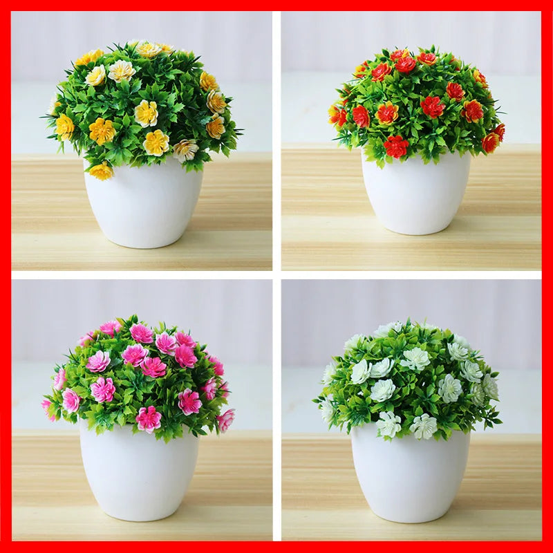 1pc Artificial Flowers Five Leaf Plum Small Potted Plants Can Be Placed Indoors And Outdoors Suitable For Home Decoration