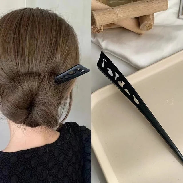 New Women Fashion Simple Black Wood Hairpin Adult Sweet Hairpins Female Hair Accessories Headwear