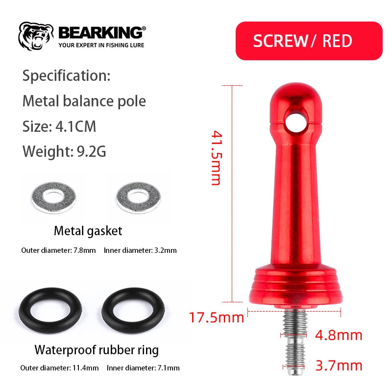 BEARKING Universal Fishing Wheel Balance Rod Anti Collision Insertion Screw in Equipped with Gasket Waterproof Rubber Ring