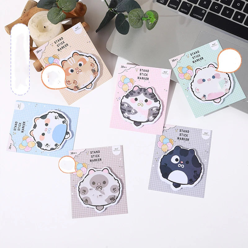 1 Piece Lytwtw's Adhesive Cute Cartoon Cat Notes Notepad Memo Pad Office School Supplies Stationery Sticker