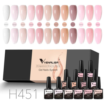 Venalisa Nail Gel Polish Kit Christmas Gift Winter Color Collection Semi Permanent New Learner Nude Pink Nail Varnish Set