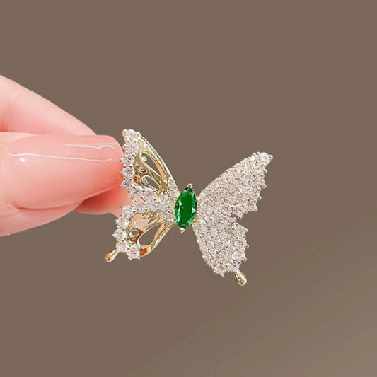 Sweet Rhinestone Pearl Insect Butterfly Brooch Pin for Women Girls Ins Style Trendy Coat Dress Wedding Party Jewelry Decoration