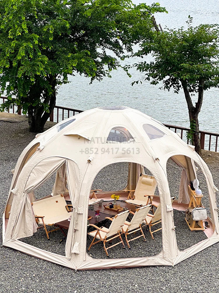 Octagonal Inflatable Tent Starry Circular Outdoor Camping Go Hike Round Circular cabin Polyester Cotton Inflatable Air Tent yurt