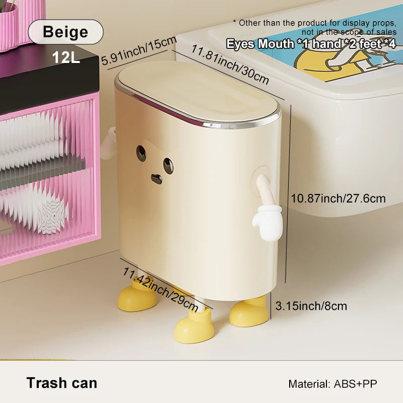 UFORU Press the trash can household advanced sense kitchen seal with lid toilet cleat with lid fun plastic trash can