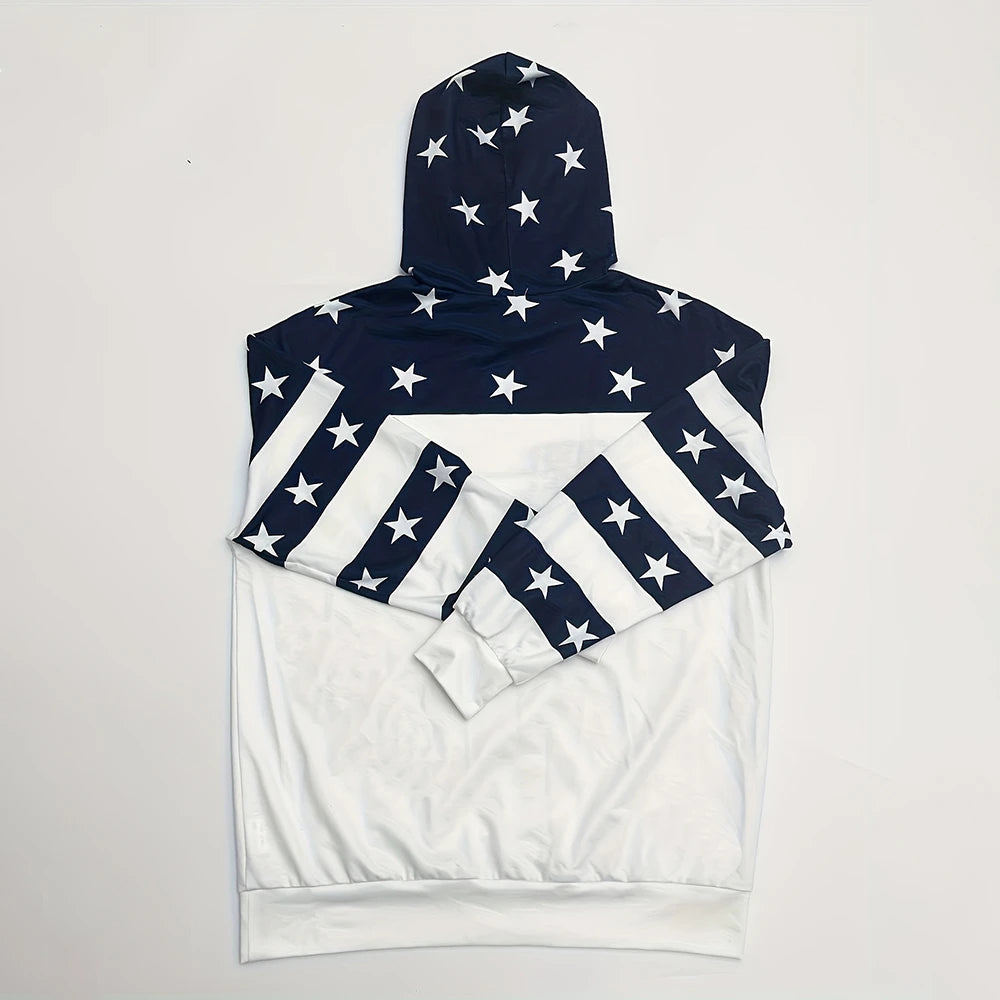 United States Flag Pattern Women's Hoodie Fashion Trend Designer Pullover Hoodies Fall New Women's Sweatshirts Y2K Clothes Tops