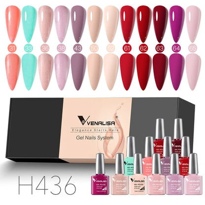 Venalisa Nail Gel Polish Kit Christmas Gift Winter Color Collection Semi Permanent New Learner Nude Pink Nail Varnish Set