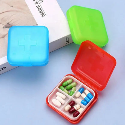 Mini Organizer Case 4 Grids Pill Box Tablet Pill Case Travel Drug Dispenser Storage Container Medicine Boxes Dispensing Medical