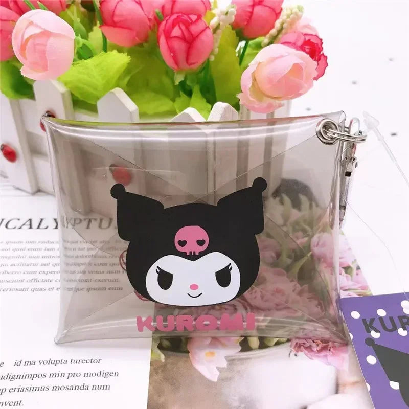 Hello Kitty Coin Pouch Cute Purse Mini Wallet Zipper Sanrio Kuromi Lipstick Kawaii Bag Keychain Clear Clutch Card Holder Gifts