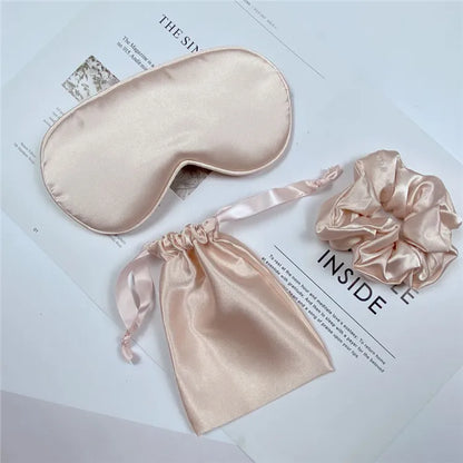 3Pcs Set Women Imitated Silk Sleep Eye Mask Eye Patches Face Mask Eyeshade Blindfold Travel Rest Eye Cover Night Eyeshade