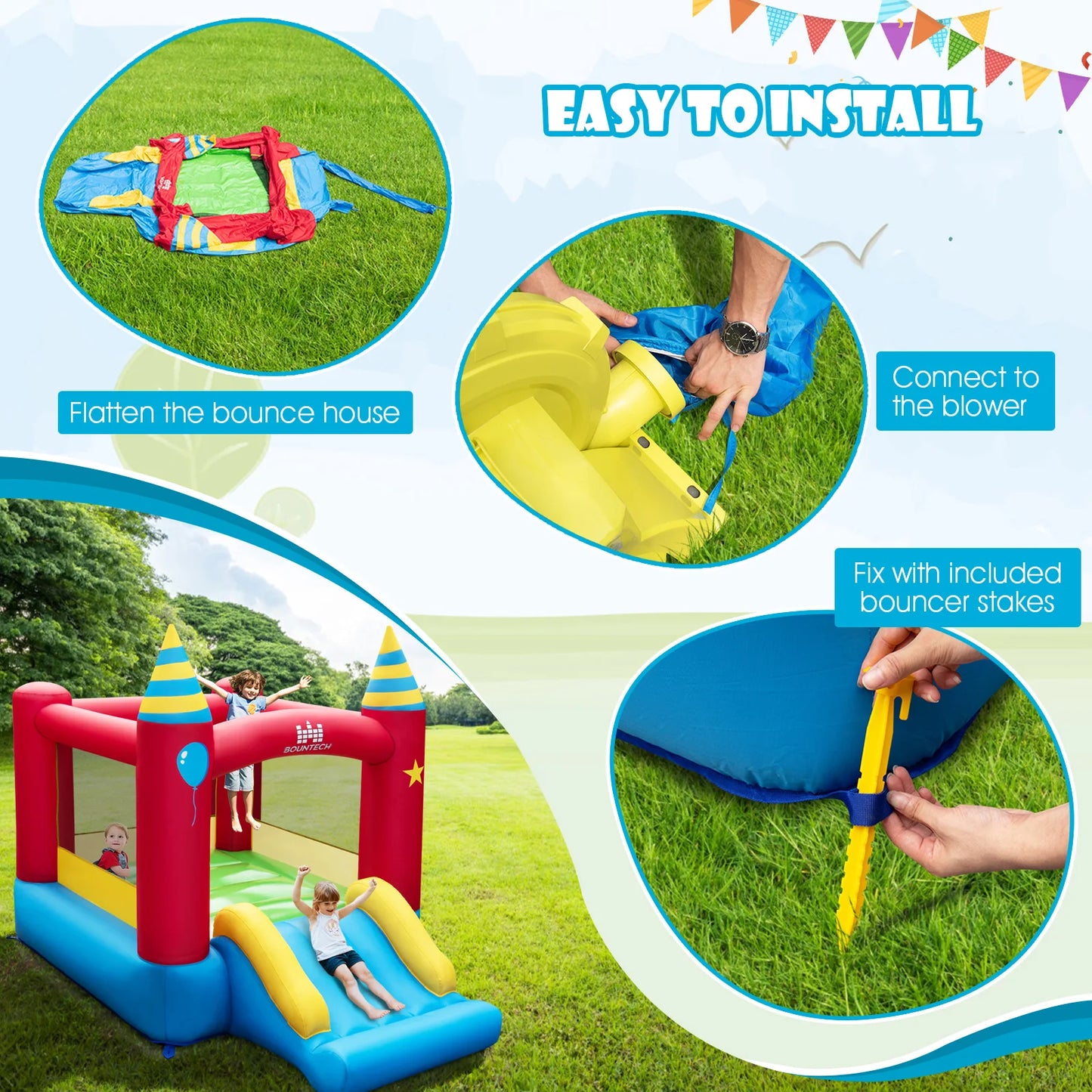 Inflatable Bounce Castle Kids Jumping Bouncer Indoor Outdoor Blower Excluded