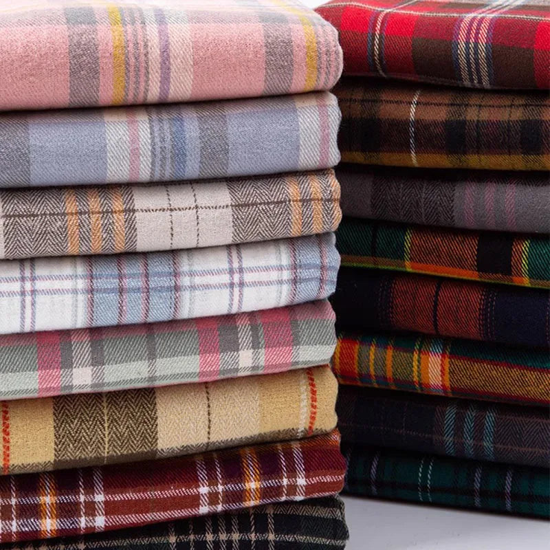 Soft Cotton Plaid Checker Fabric Brushed Flannel Grid Cloth Fabrics By The Half Meter For Shirt Dress Scraf DIY Sewing Clothing