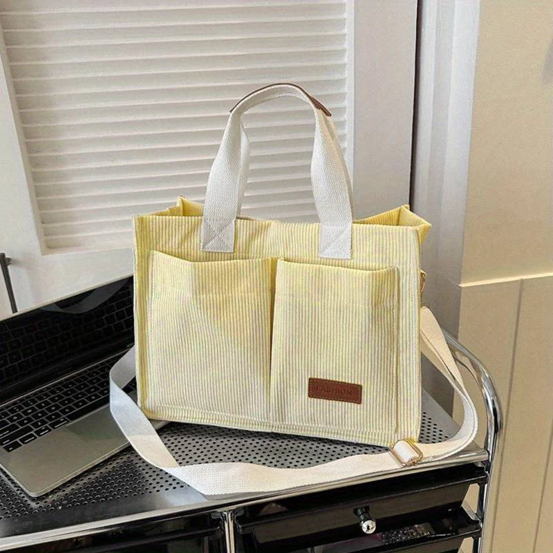 Women's Corduroy Tote Bag Large Capcity Handbags for Women Commuting Women's Bag Messenger Shoulder Bag Female Handbag