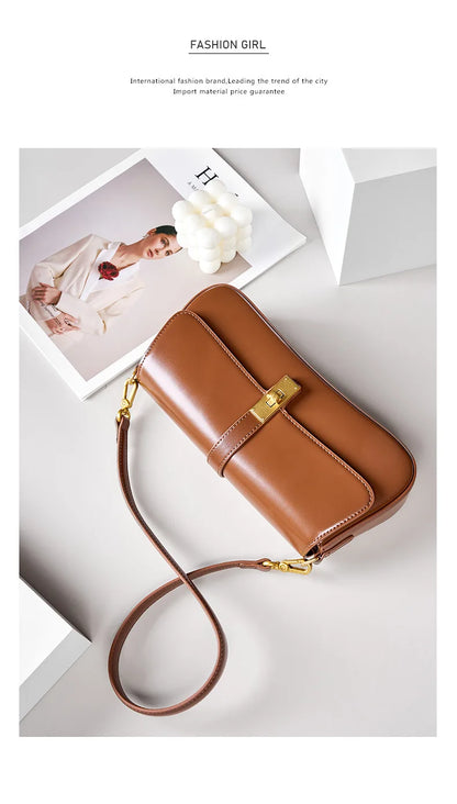 Cowhide Women's Shoulder Bag Luxury Designer Genuine Leather Women Crossbody Square Bags High Quality Fashion Female Handbag