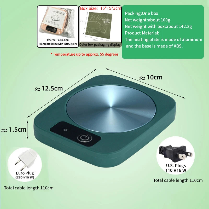 US/EU Aluminum Discs Thermostatic Cup Heating Cup Cushion Insulation Plate 55 Degrees Celsius Thermostatic Milk Cups Cushion